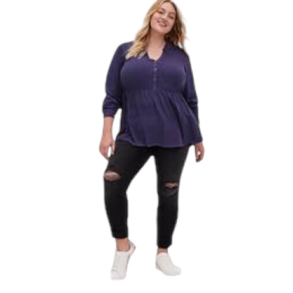 Torrid Peplum Rayon Twill Button Front Top 1X